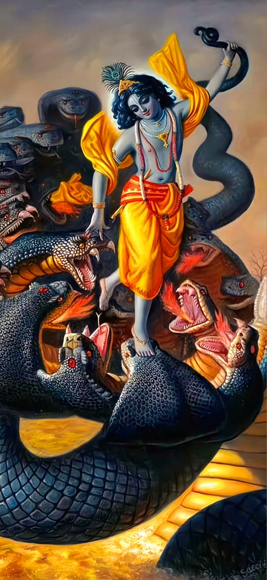 Krishna dancing upon Kaliya, supplied artwork